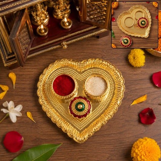 Heart Shape Kumkum Holder Elegant Pooja Accessory For Festivals